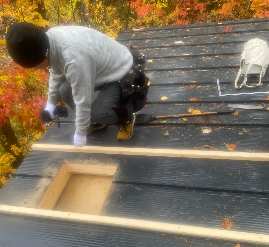 煙突施工の様子